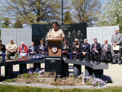 Ken Lock giving speech at Iowa Vietnam Memorial