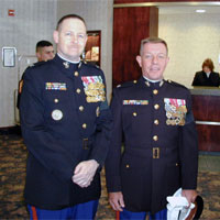 (Left) Colonel Hasty (SSgt NCOIC Can Tho Detachment) Last on Active Duty, (Right) Colonel Hurley (CO MSG Battalion)